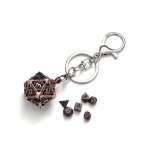 PORTE CLE D20 VIEUX ROSE - LOT DE 7 MINI DES METAL (5MM)